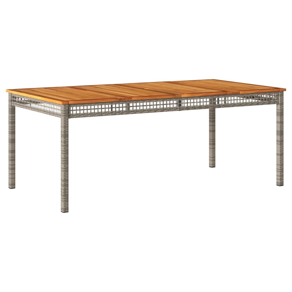 vidaXL Stół ogrodowy, szary, 180x90x75 cm, polirattan i akacja