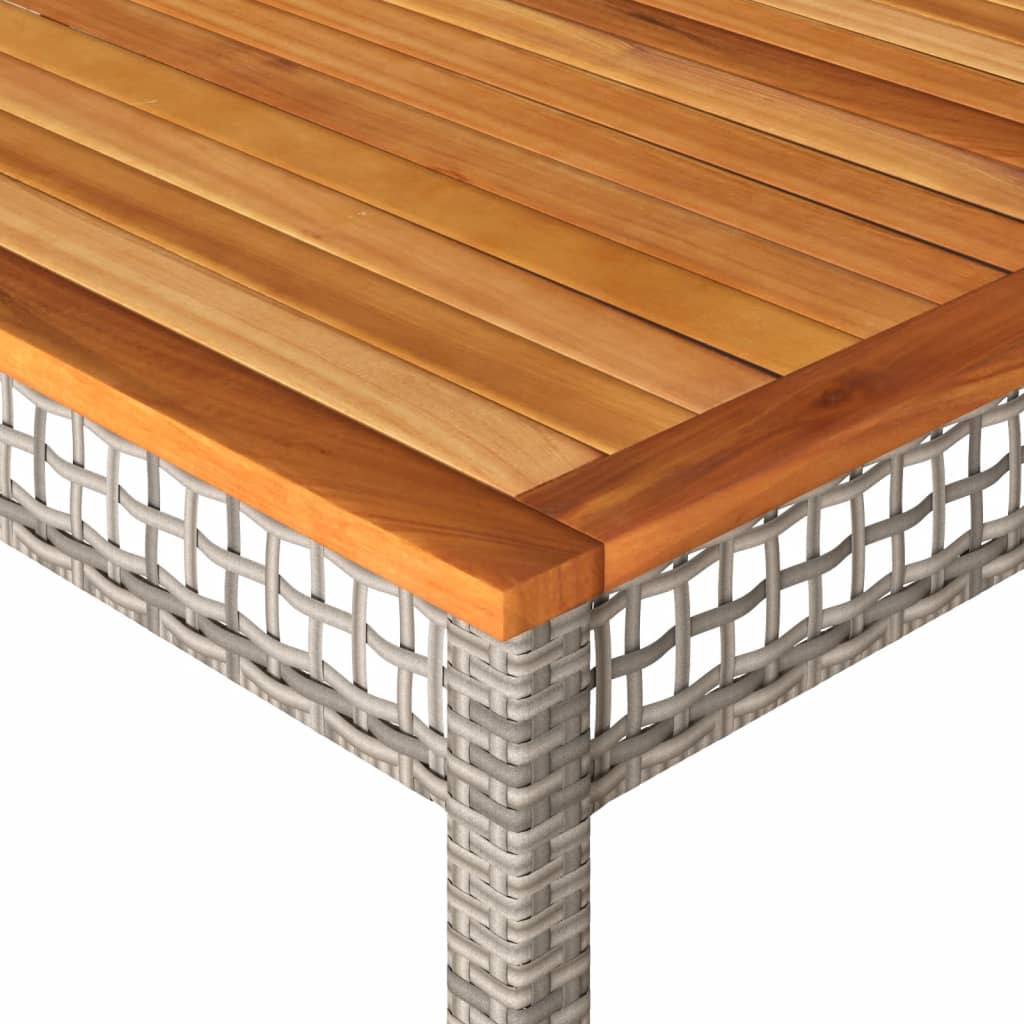 vidaXL Stół ogrodowy, szary, 180x90x75 cm, polirattan i akacja