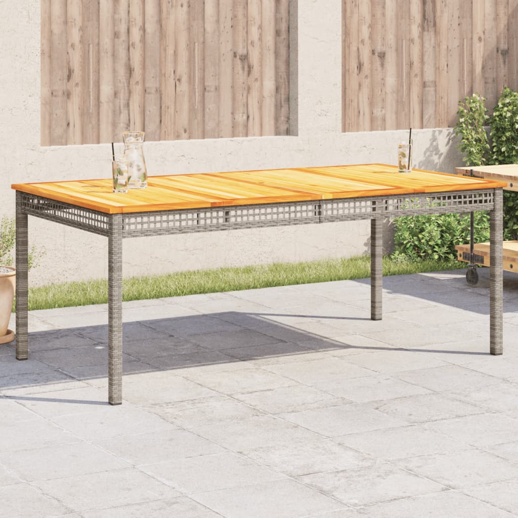vidaXL Stół ogrodowy, szary, 180x90x75 cm, polirattan i akacja