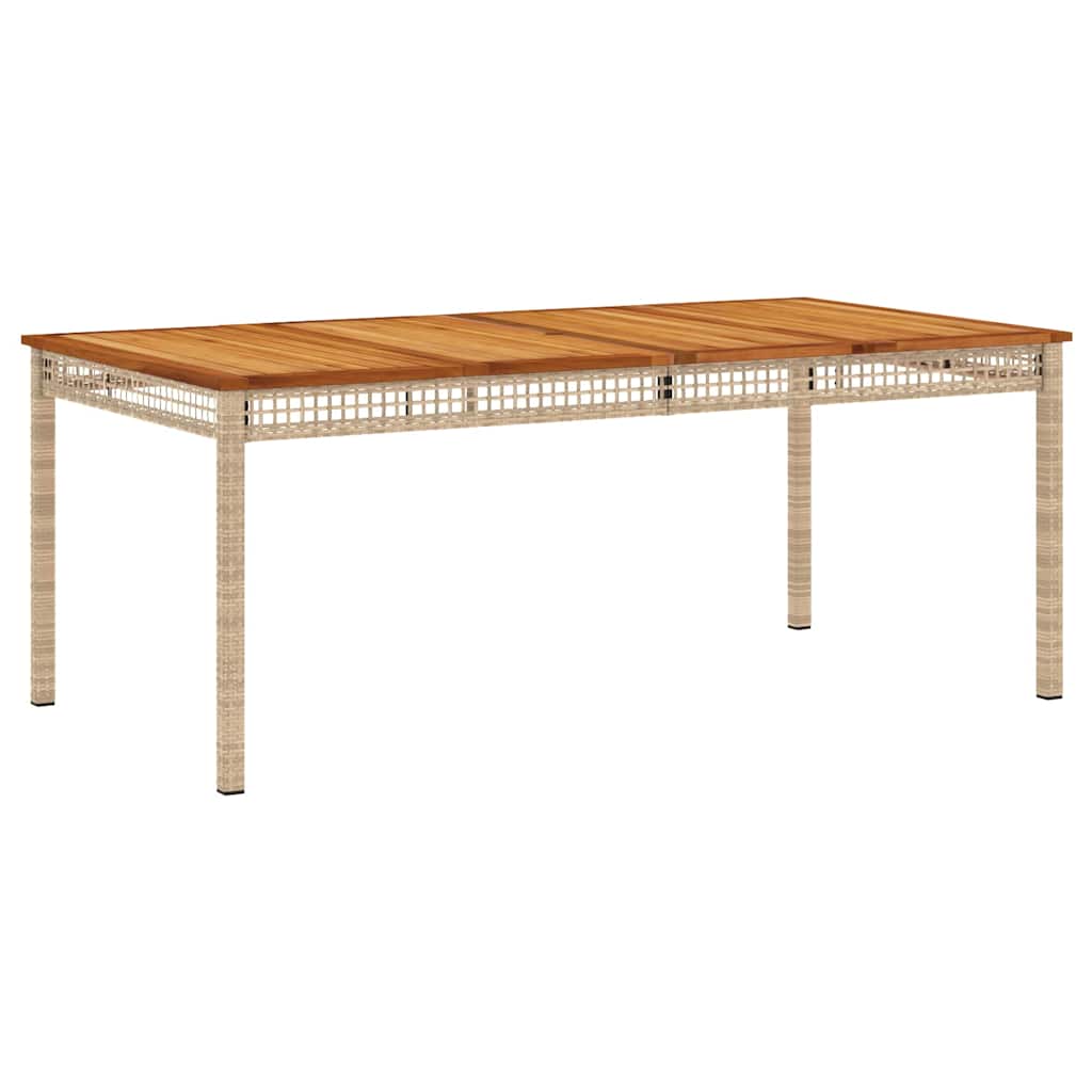 vidaXL Stół ogrodowy, beżowy, 180x90x75 cm, polirattan i akacja