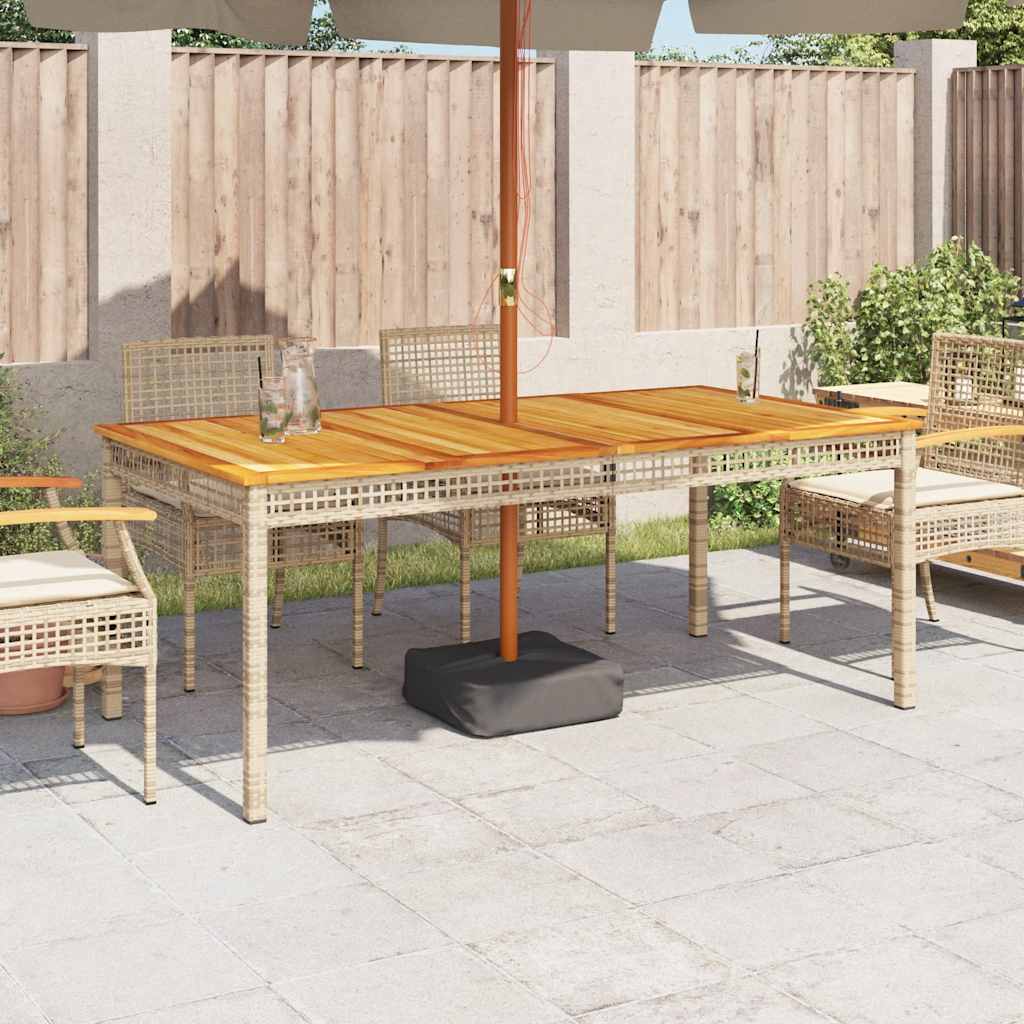 vidaXL Stół ogrodowy, beżowy, 180x90x75 cm, polirattan i akacja