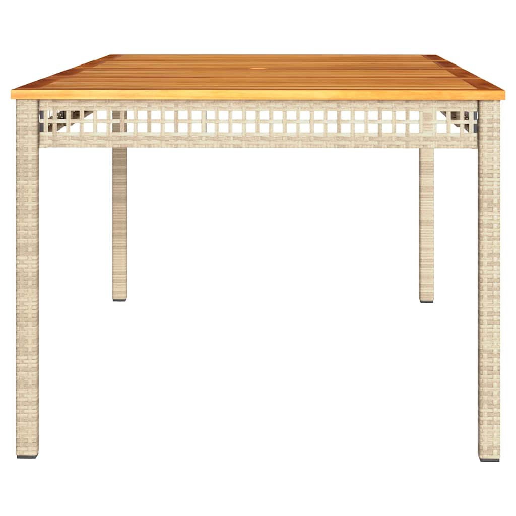 vidaXL Stół ogrodowy, beżowy, 180x90x75 cm, polirattan i akacja
