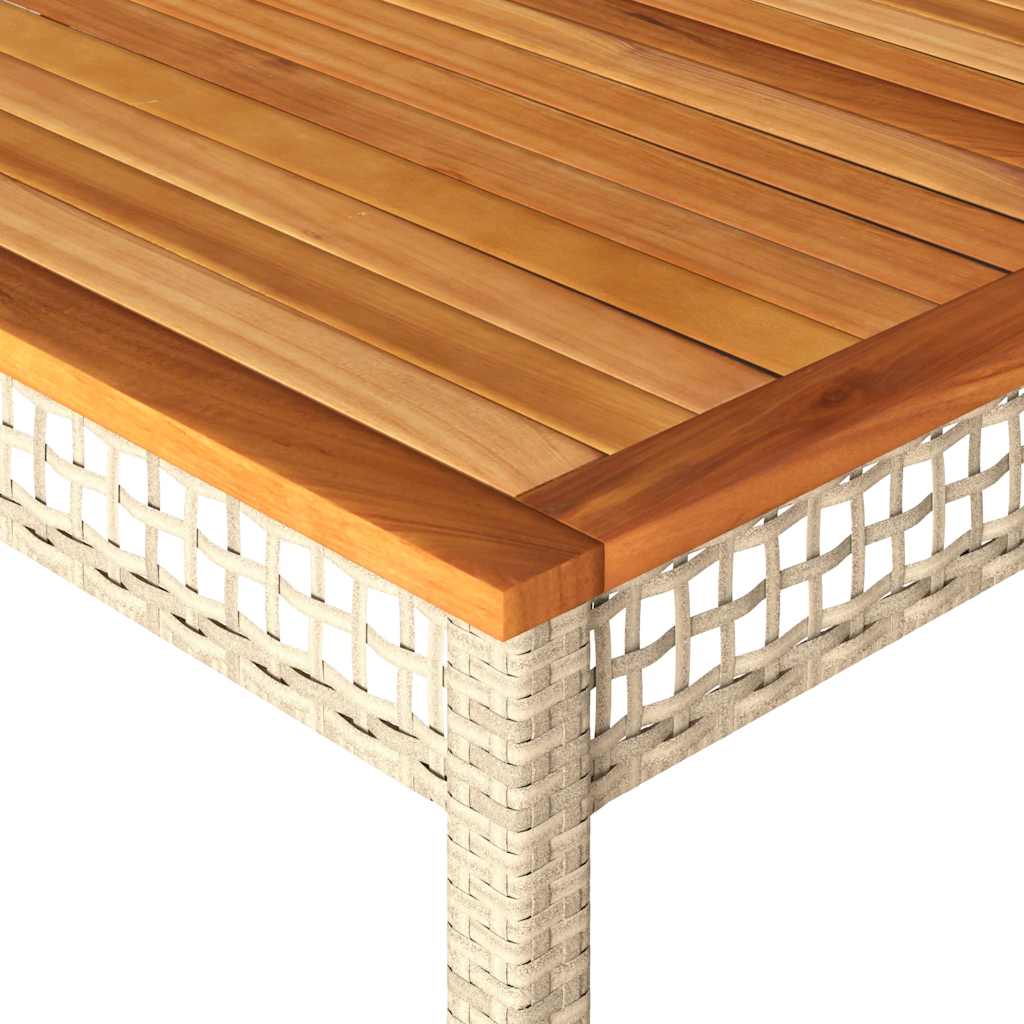 vidaXL Stół ogrodowy, beżowy, 180x90x75 cm, polirattan i akacja