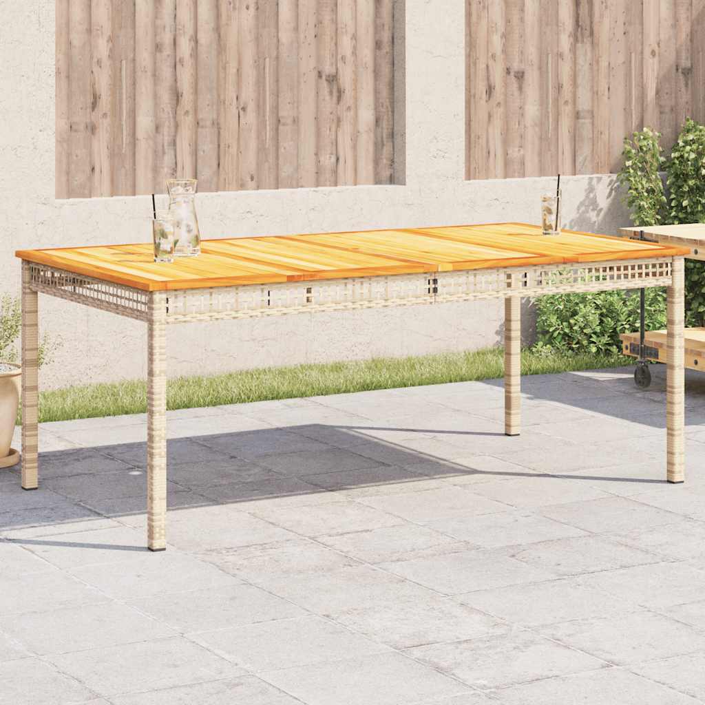 vidaXL Stół ogrodowy, beżowy, 180x90x75 cm, polirattan i akacja