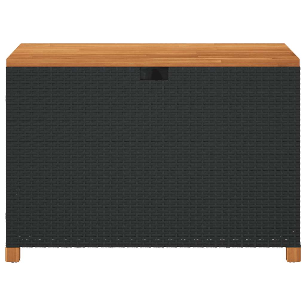 vidaXL Skrzynia ogrodowa, czarna, 110x55x63 cm, polirattan i akacja
