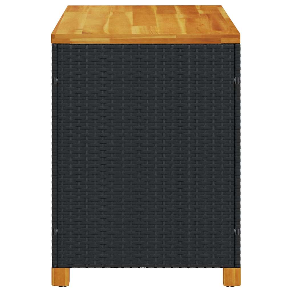 vidaXL Skrzynia ogrodowa, czarna, 110x55x63 cm, polirattan i akacja