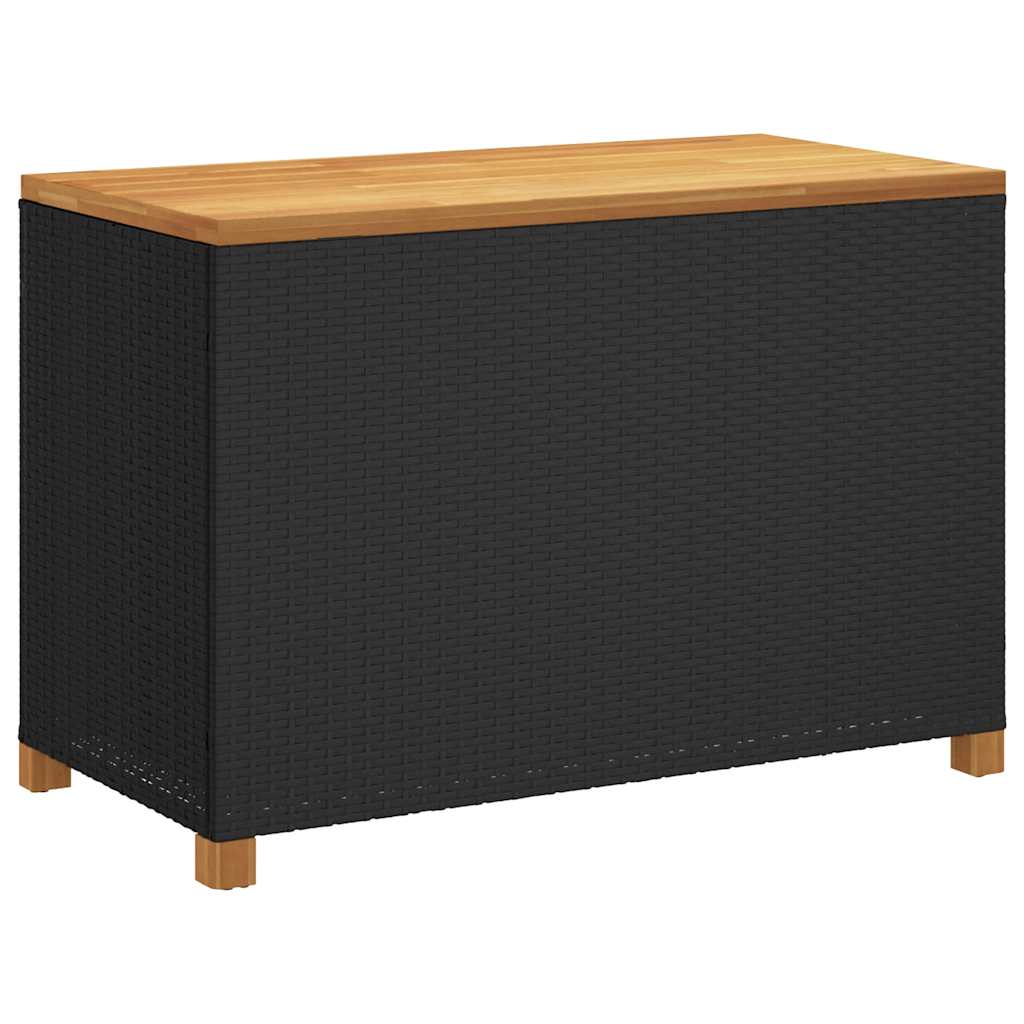 vidaXL Skrzynia ogrodowa, czarna, 110x55x63 cm, polirattan i akacja