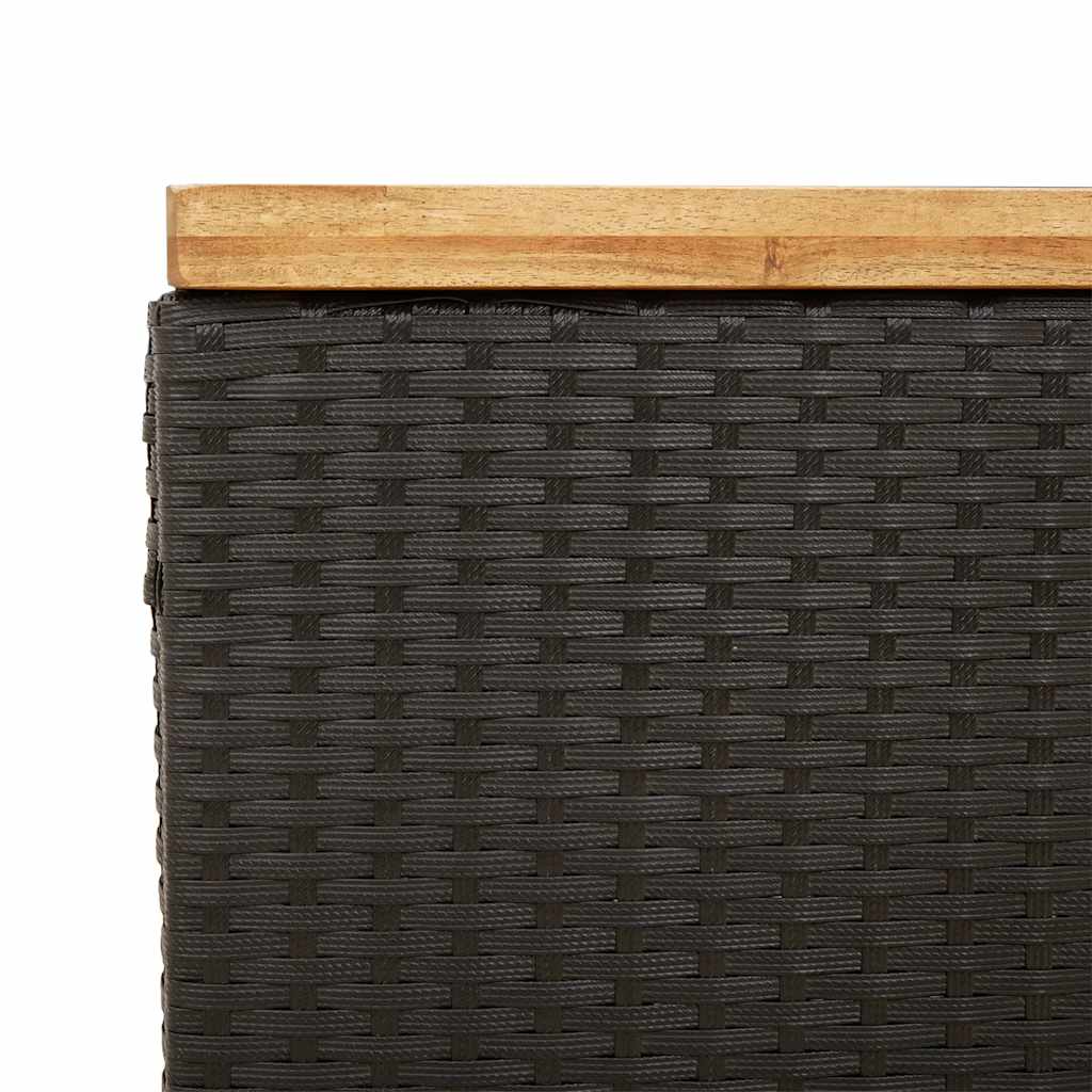vidaXL Skrzynia ogrodowa, czarna, 110x55x63 cm, polirattan i akacja
