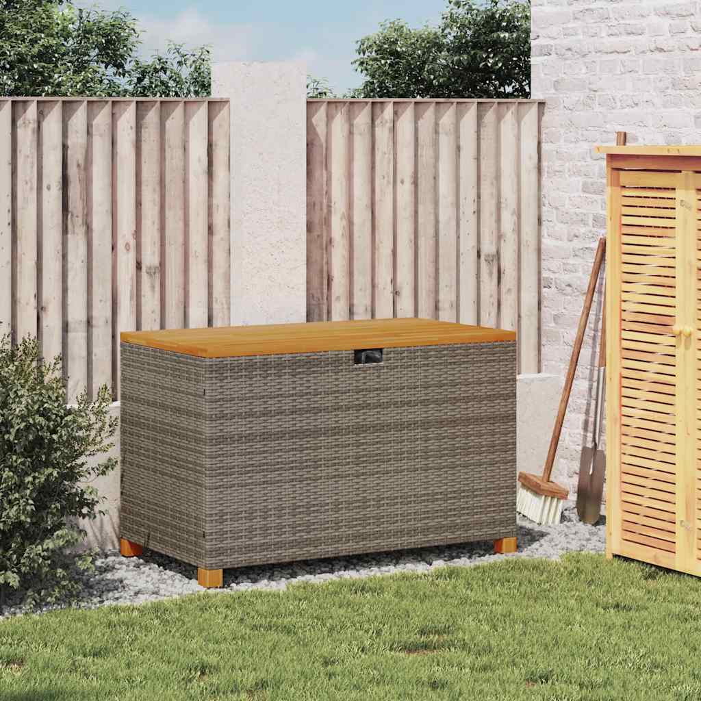 vidaXL Skrzynia ogrodowa, szara, 110x55x63 cm, polirattan i akacja