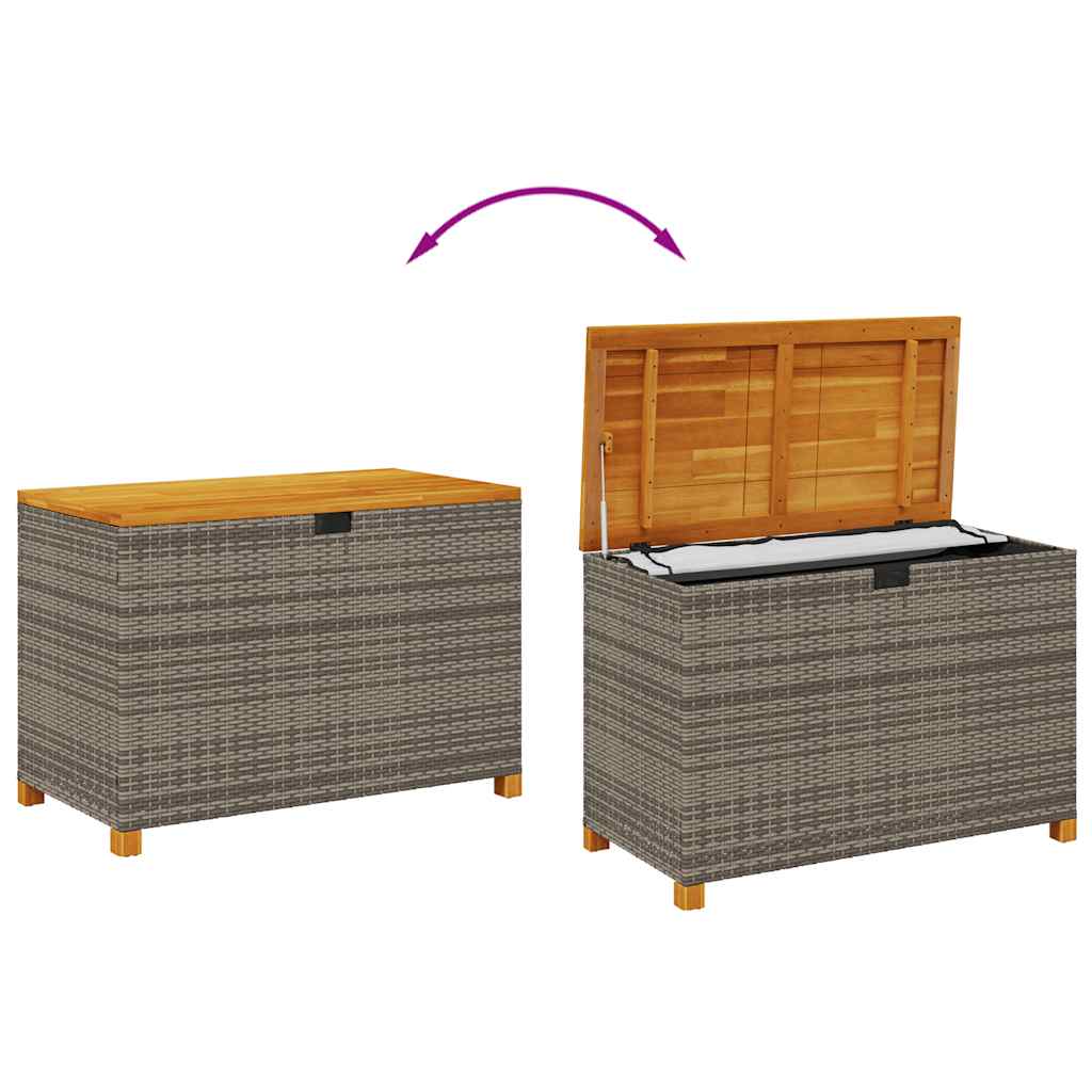 vidaXL Skrzynia ogrodowa, szara, 110x55x63 cm, polirattan i akacja