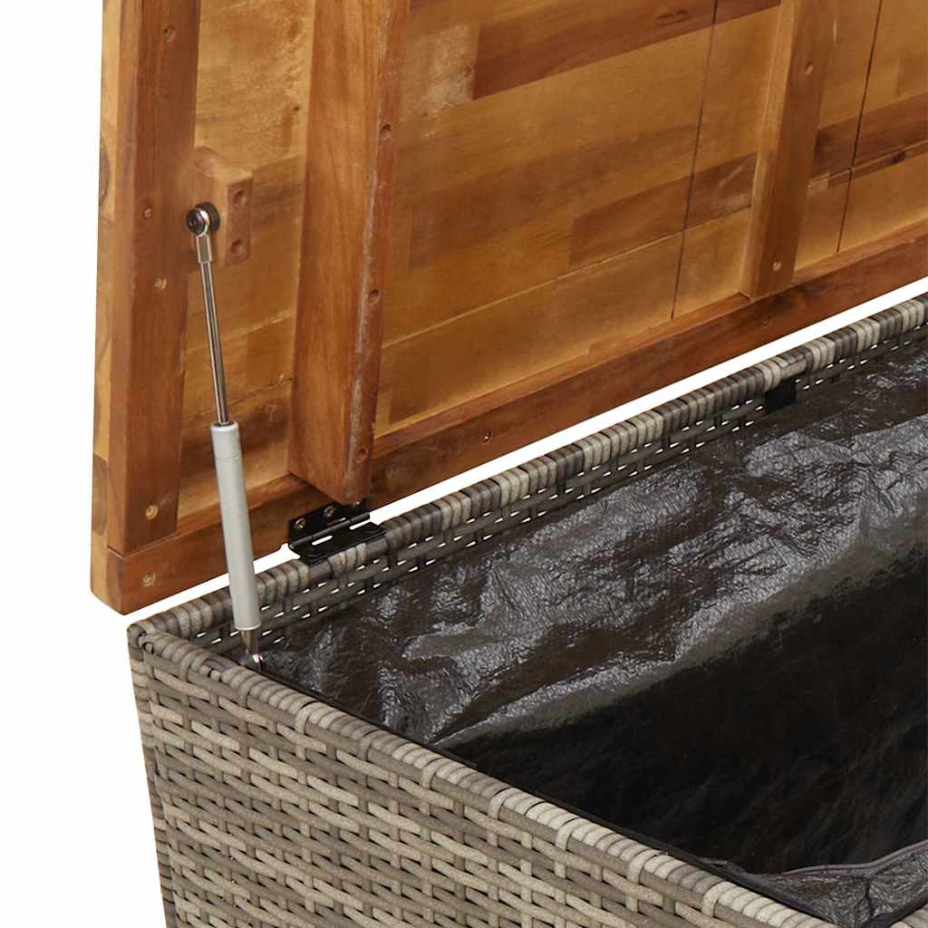vidaXL Skrzynia ogrodowa, szara, 110x55x63 cm, polirattan i akacja
