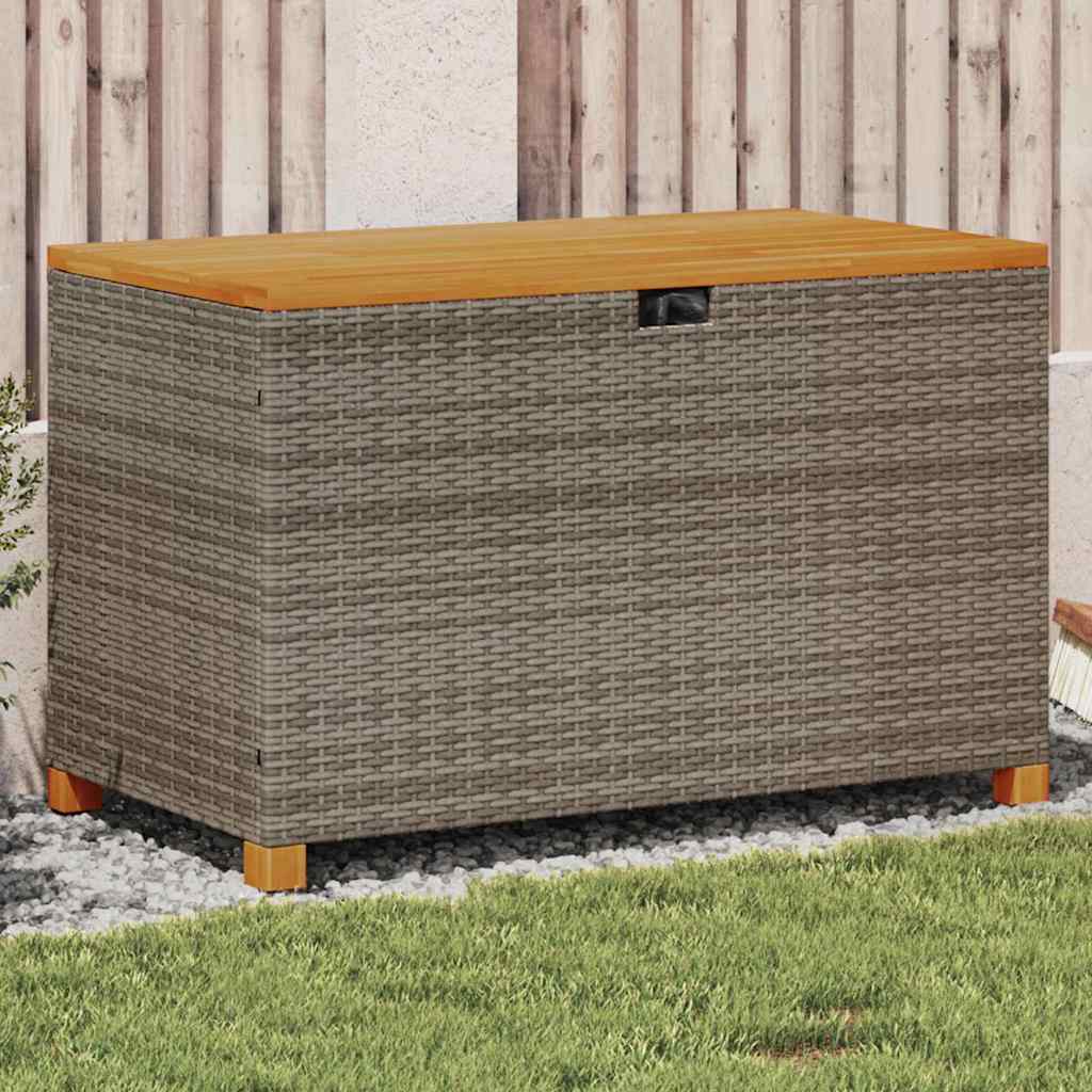 vidaXL Skrzynia ogrodowa, szara, 110x55x63 cm, polirattan i akacja