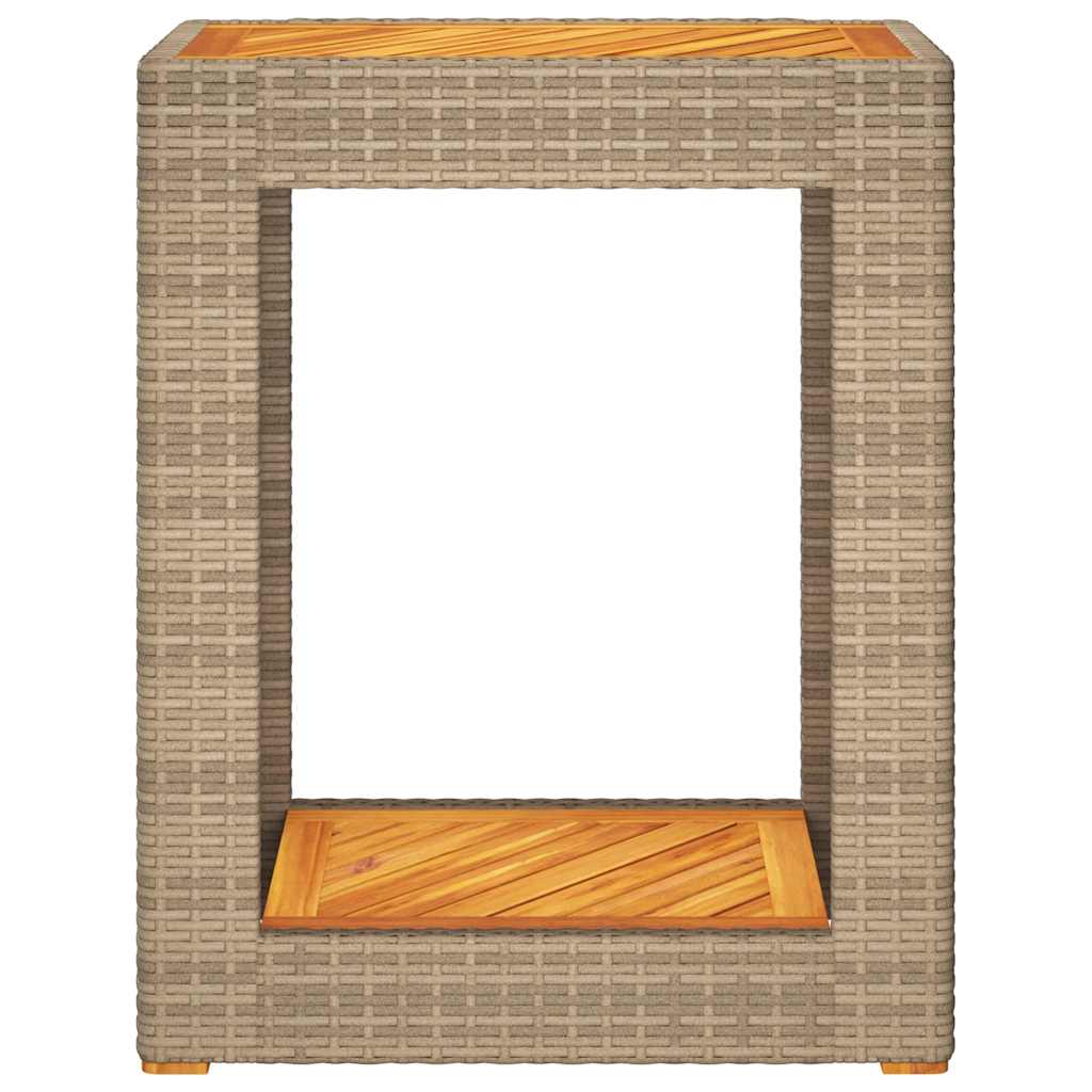 vidaXL Stolik ogrodowy z drewnianym blatem, beżowy, 60x40x75 cm