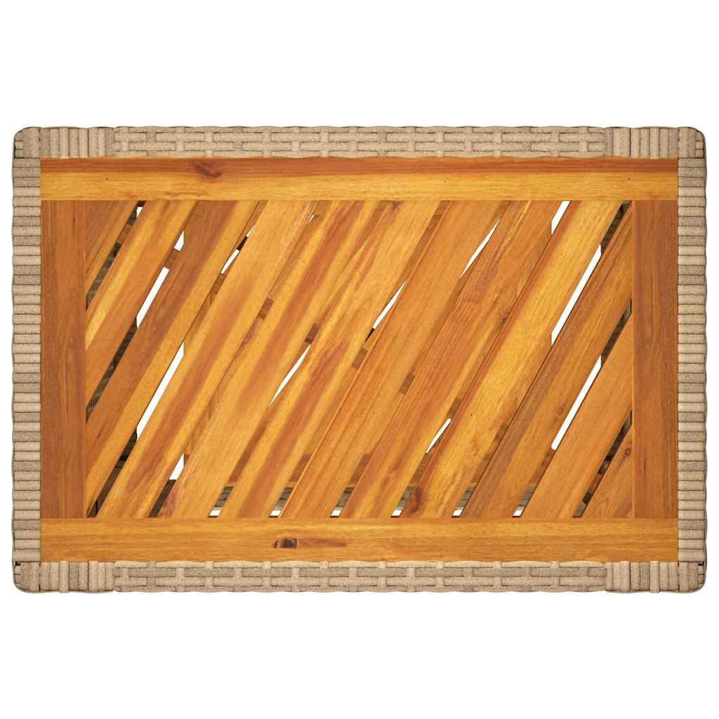 vidaXL Stolik ogrodowy z drewnianym blatem, beżowy, 60x40x75 cm