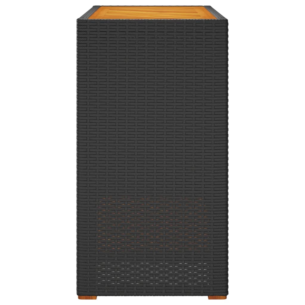 vidaXL Stolik ogrodowy z drewnianym blatem, czarny, 100x40x75 cm