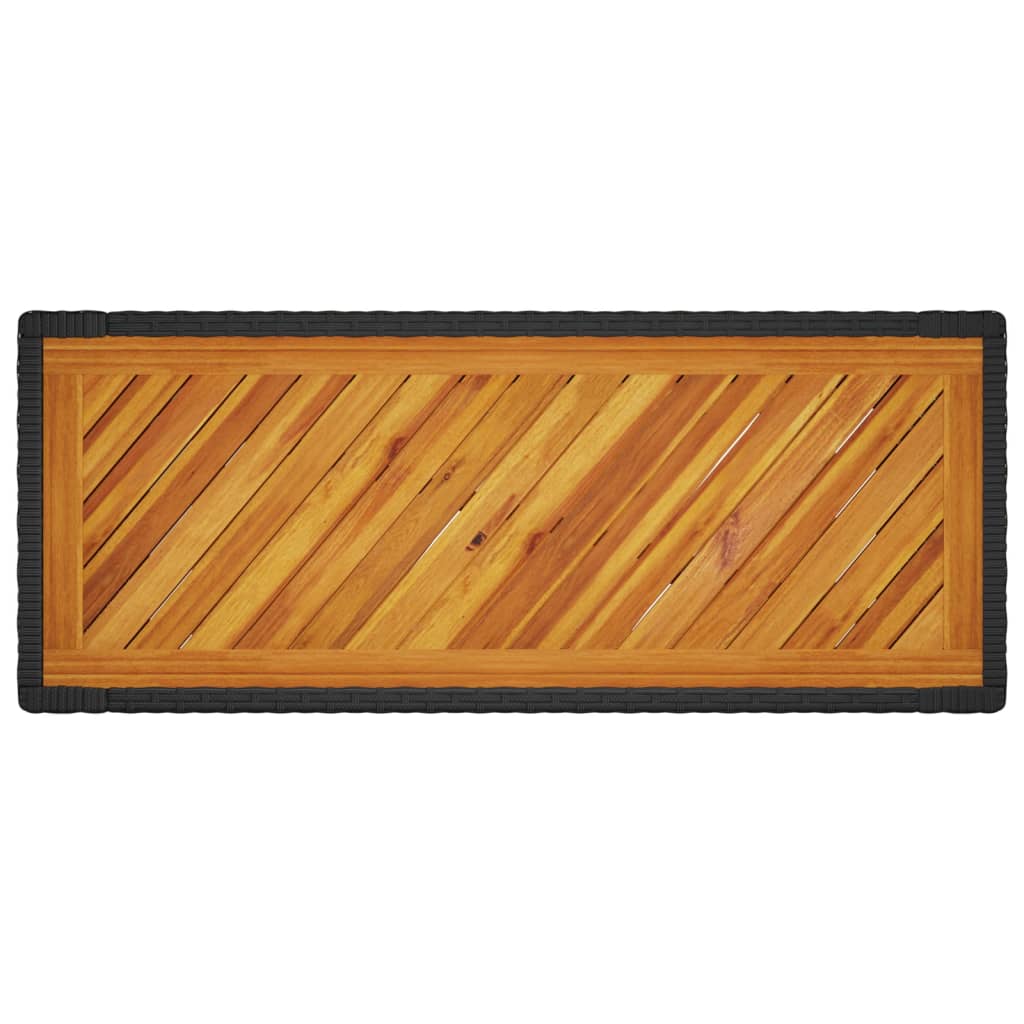 vidaXL Stolik ogrodowy z drewnianym blatem, czarny, 100x40x75 cm