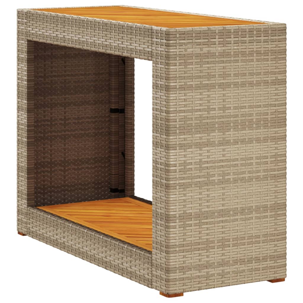 vidaXL Stolik ogrodowy z drewnianym blatem, beżowy, 100x40x75 cm