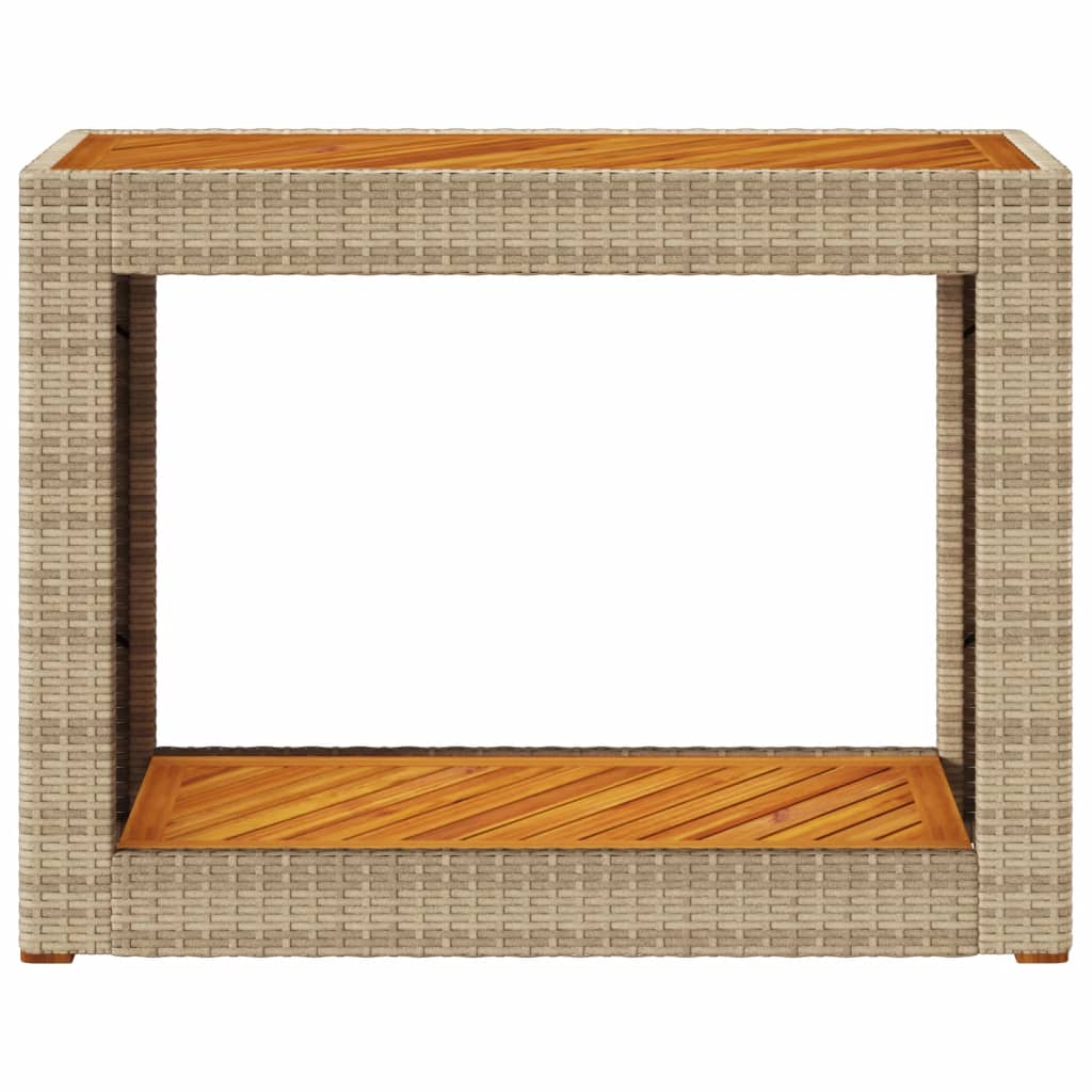 vidaXL Stolik ogrodowy z drewnianym blatem, beżowy, 100x40x75 cm