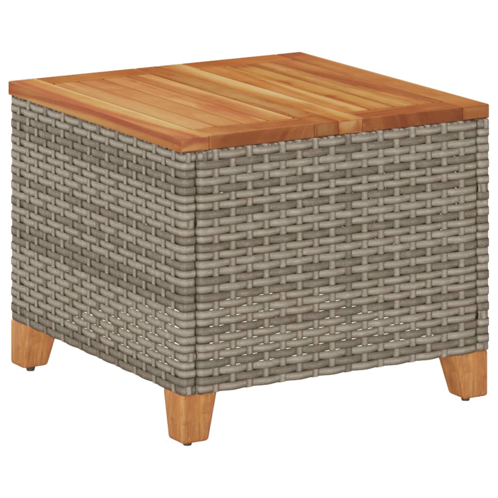 vidaXL Stolik ogrodowy, szary, 45x45x37 cm, polirattan i akacja