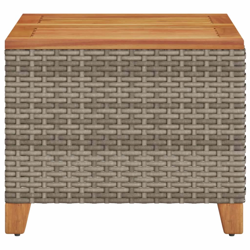 vidaXL Stolik ogrodowy, szary, 45x45x37 cm, polirattan i akacja