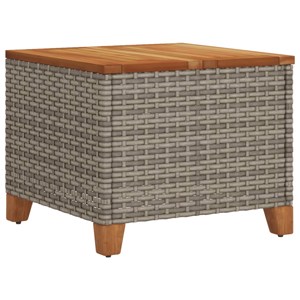 vidaXL Stolik ogrodowy, szary, 45x45x37 cm, polirattan i akacja