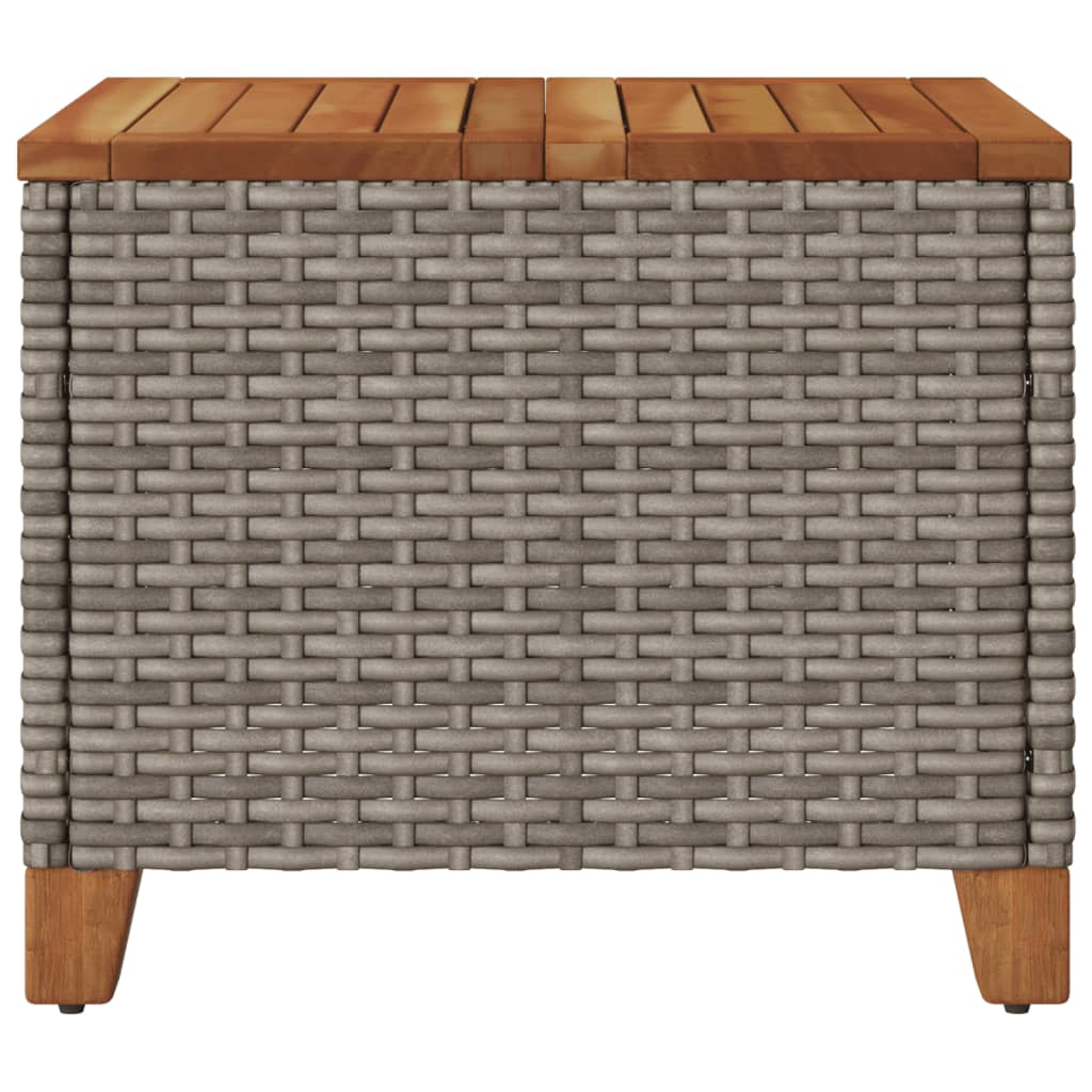 vidaXL Stolik ogrodowy, szary, 45x45x37 cm, polirattan i akacja