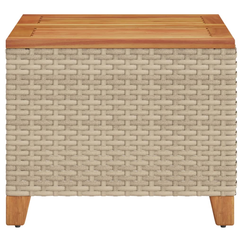 vidaXL Stolik ogrodowy, beżowy, 45x45x37 cm, polirattan i akacja