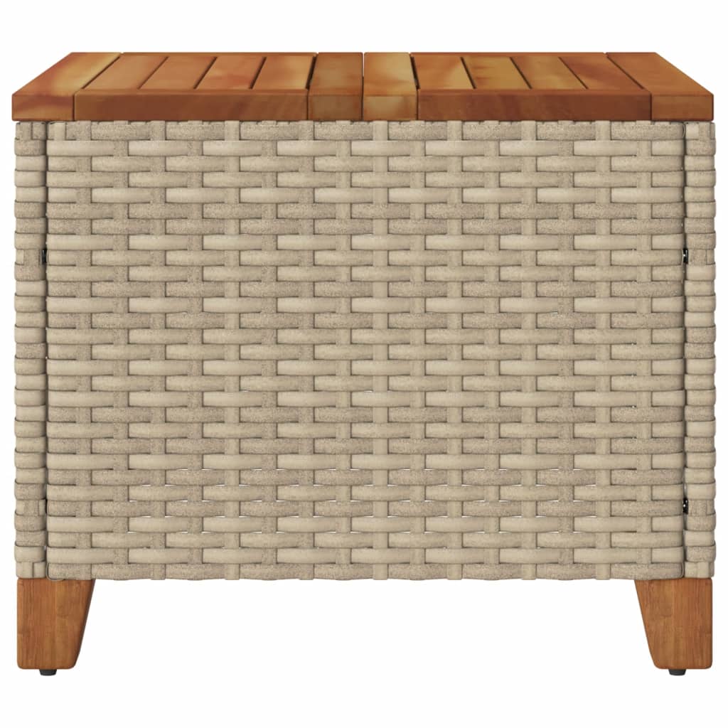 vidaXL Stolik ogrodowy, beżowy, 45x45x37 cm, polirattan i akacja