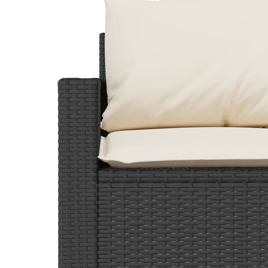 vidaXL Sofa ogrodowa z poduszkami, 3-osobowa, czarna, polirattan