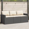 vidaXL Sofa ogrodowa z poduszkami, 3-osobowa, czarna, polirattan