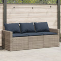 vidaXL 3-osobowa sofa ogrodowa z poduszkami, szara, polirattan