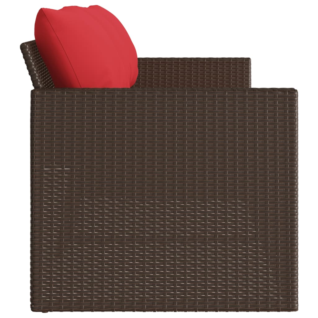 vidaXL Sofa ogrodowa z poduszkami, 3-osobowa, brązowa, polirattan
