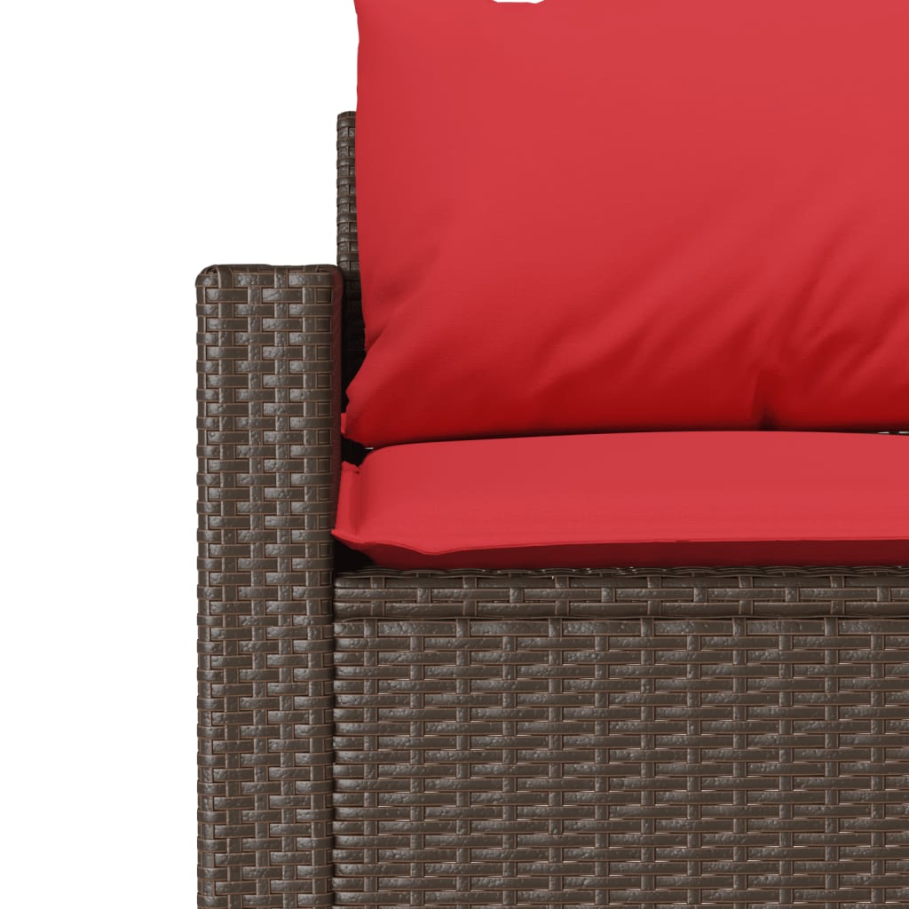 vidaXL Sofa ogrodowa z poduszkami, 3-osobowa, brązowa, polirattan