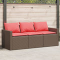 vidaXL Sofa ogrodowa z poduszkami, 3-osobowa, brązowa, polirattan