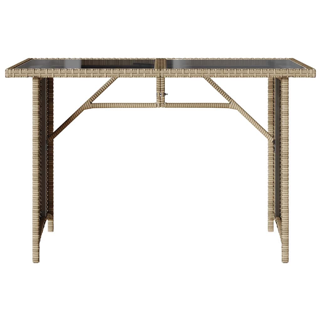 vidaXL Stół ogrodowy ze szklanym blatem, beż, 110x68x70 cm, polirattan