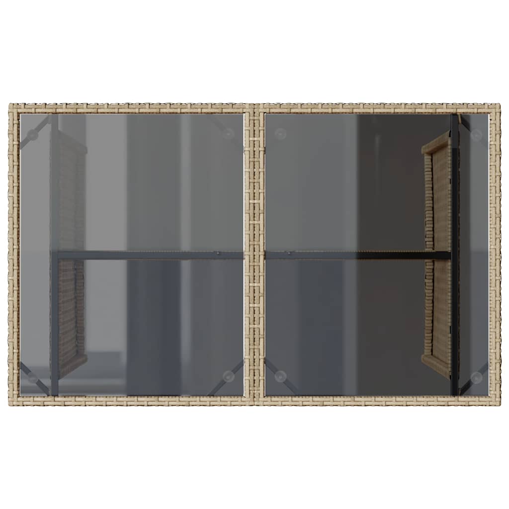 vidaXL Stół ogrodowy ze szklanym blatem, beż, 110x68x70 cm, polirattan
