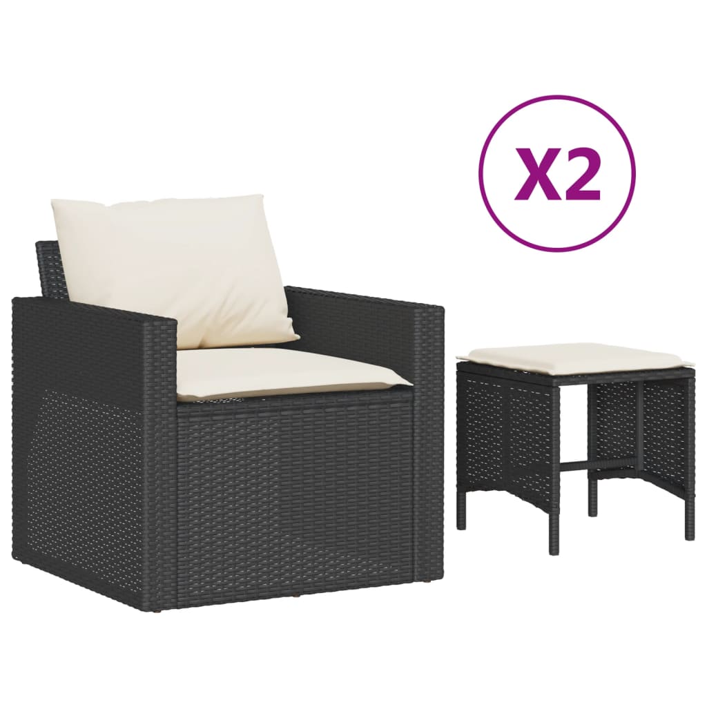 vidaXL 4-cz. zestaw wypoczynkowy do ogrodu, poduszki, czarny rattan PE