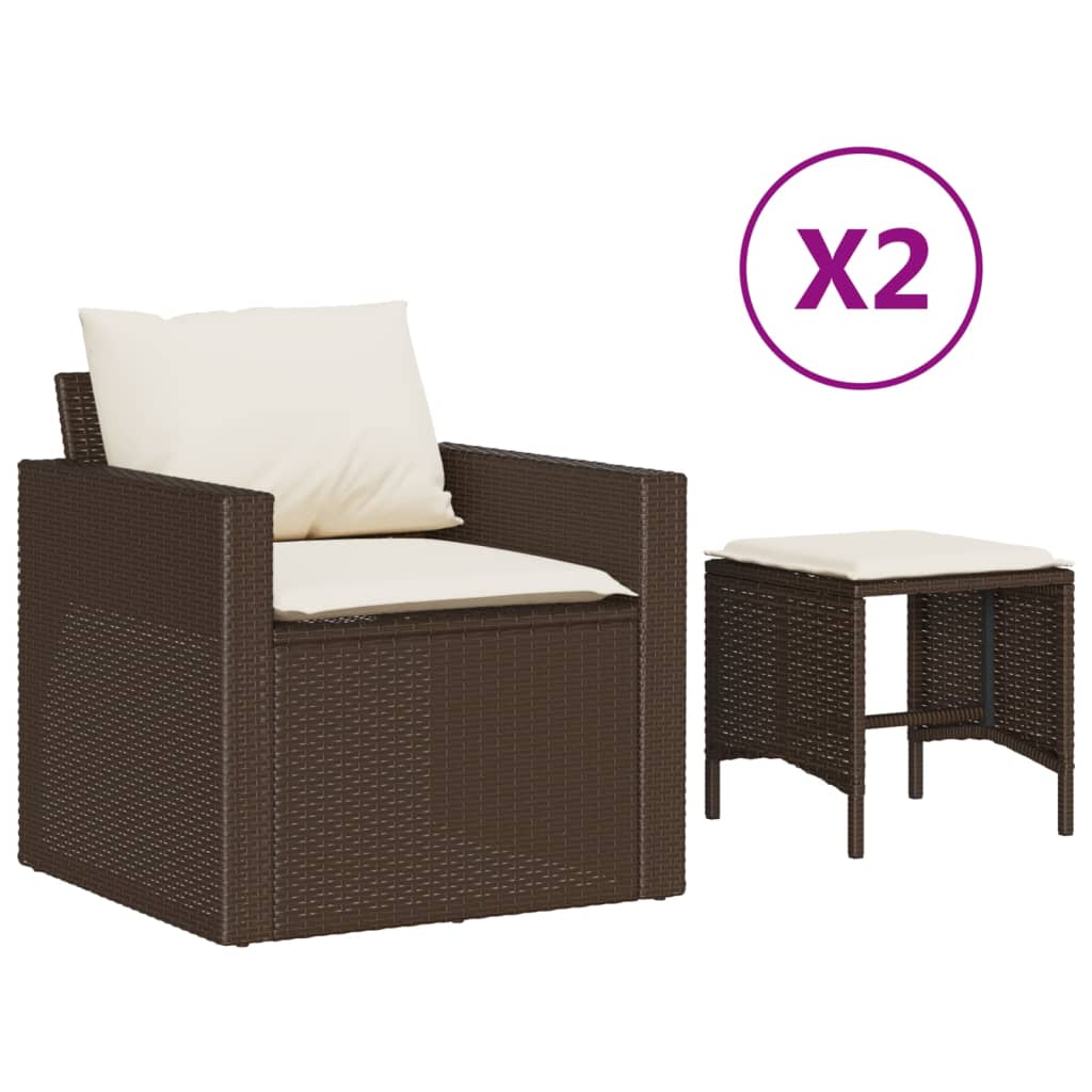 vidaXL 4-cz zestaw wypoczynkowy do ogrodu, poduszki, brązowy rattan PE