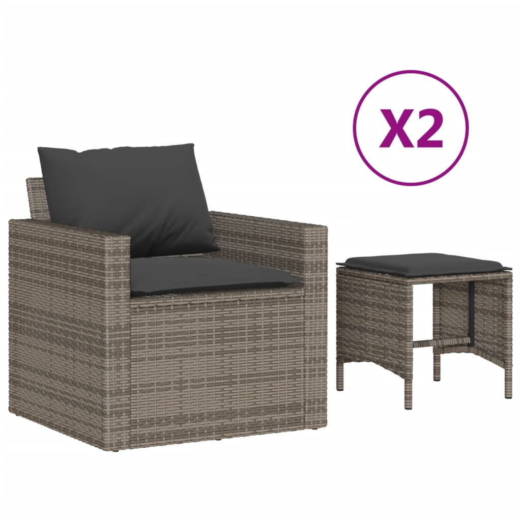 vidaXL 4-cz. zestaw wypoczynkowy do ogrodu, poduszki, szary, rattan PE
