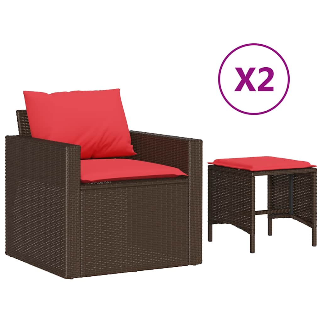 vidaXL 4-cz zestaw wypoczynkowy do ogrodu, poduszki, brązowy rattan PE