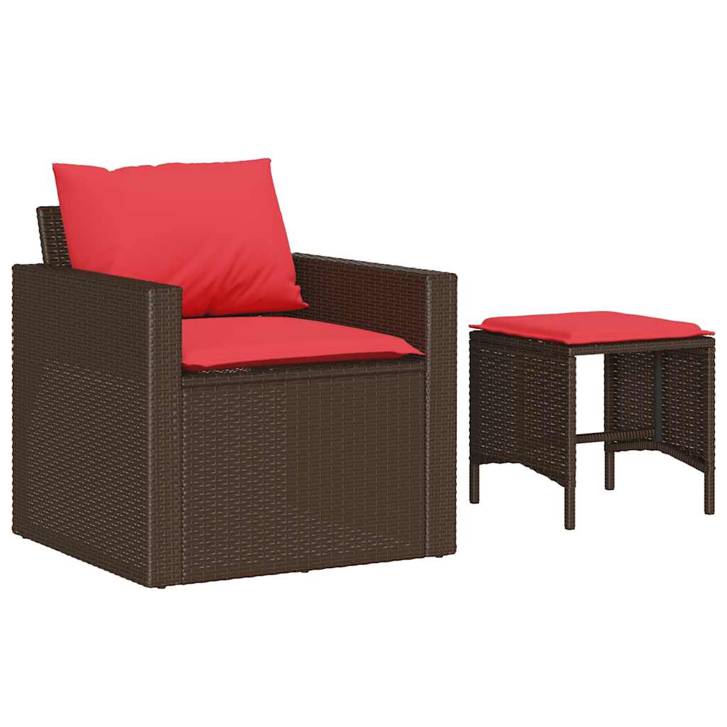 vidaXL 4-cz zestaw wypoczynkowy do ogrodu, poduszki, brązowy rattan PE