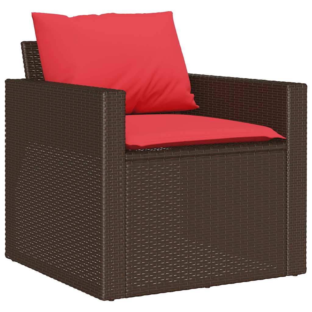 vidaXL 4-cz zestaw wypoczynkowy do ogrodu, poduszki, brązowy rattan PE