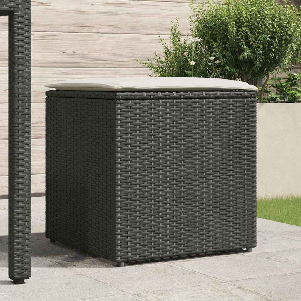 vidaXL Pudełko na poduszki Czarny 50 x 50 x 50 cm polirattan