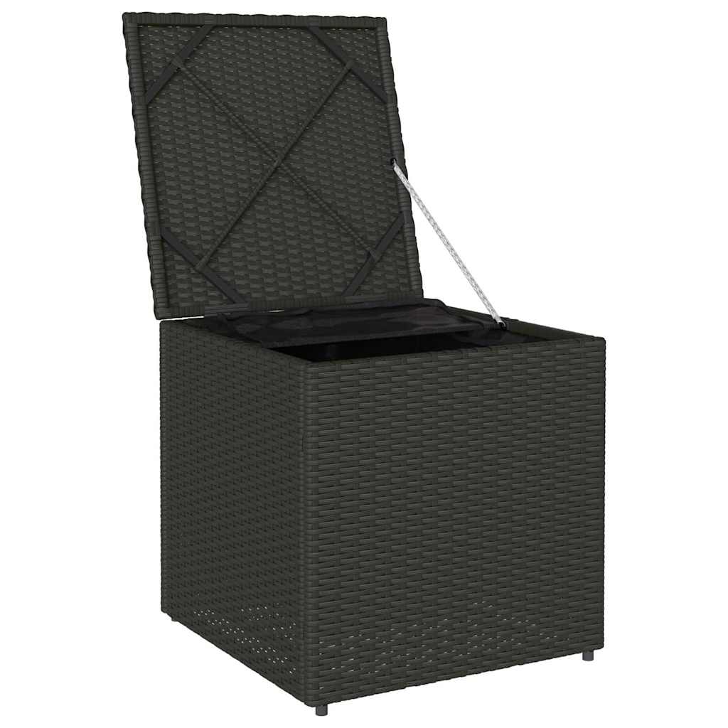 vidaXL Pudełko na poduszki Czarny 50 x 50 x 50 cm polirattan