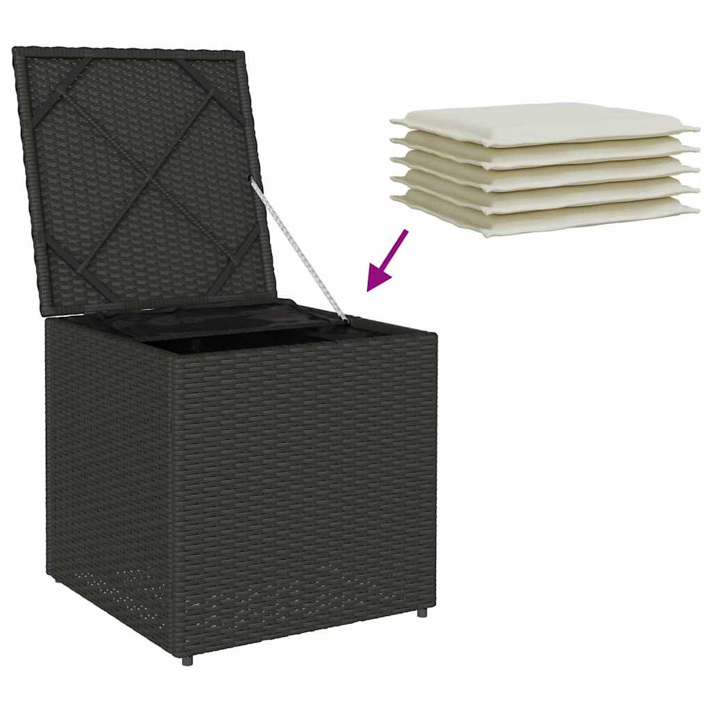 vidaXL Pudełko na poduszki Czarny 50 x 50 x 50 cm polirattan