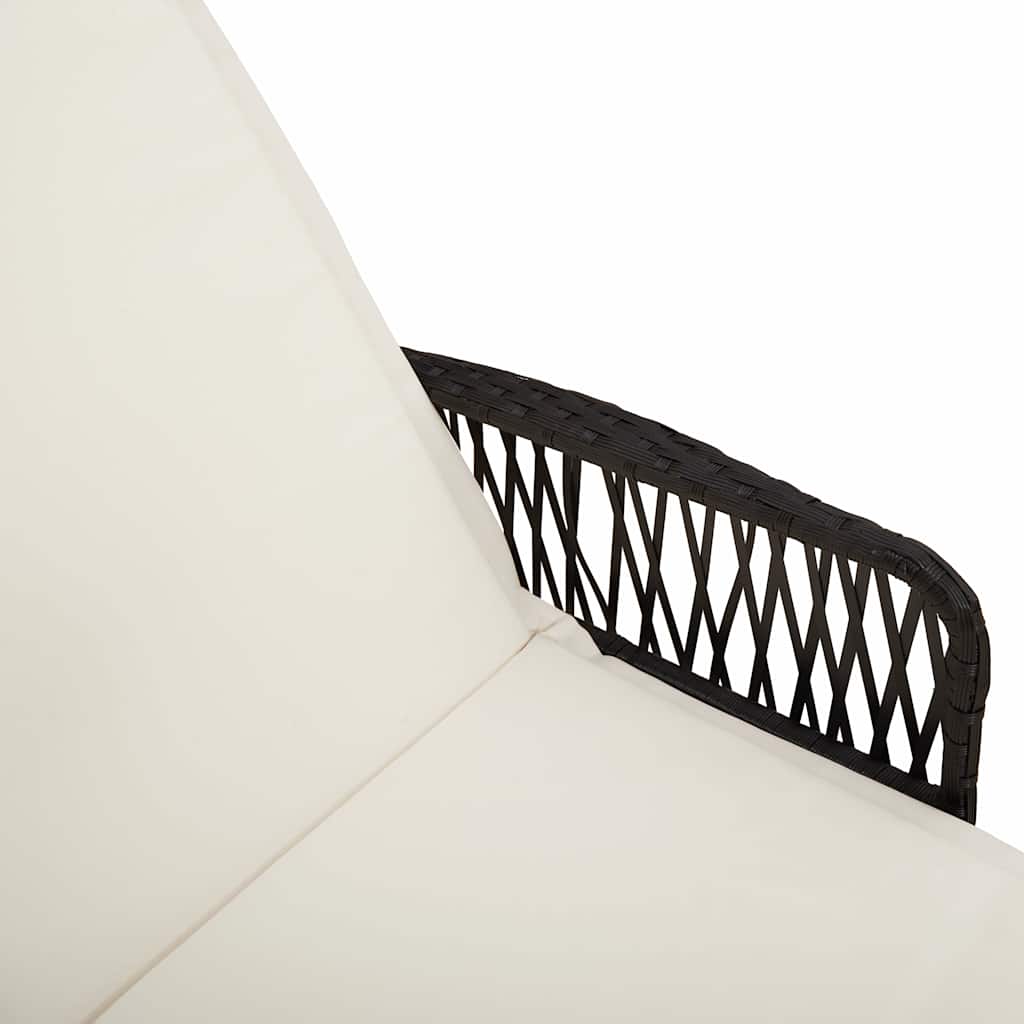 vidaXL Leżak Czarny i kremowo-biały 55 x 200 x 92 cm polirattan