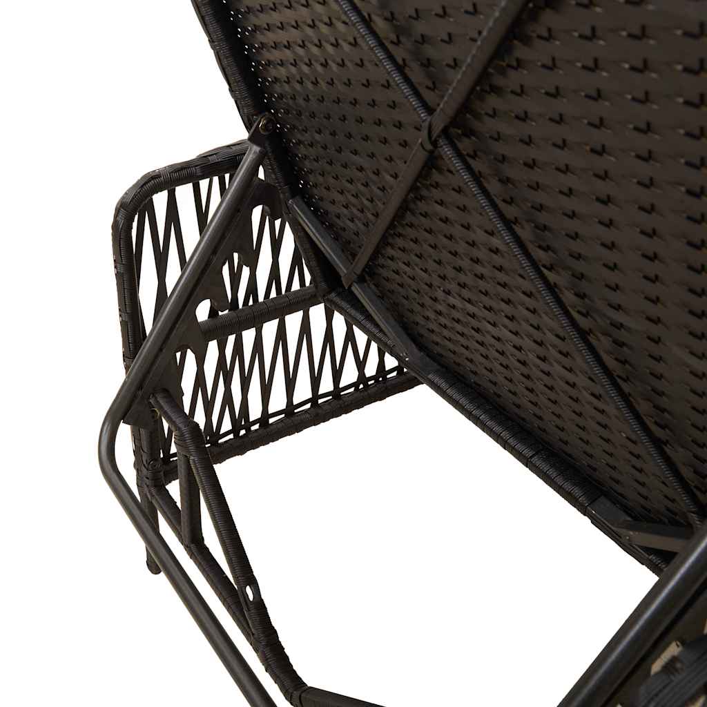vidaXL Leżak Czarny i kremowo-biały 55 x 200 x 92 cm polirattan