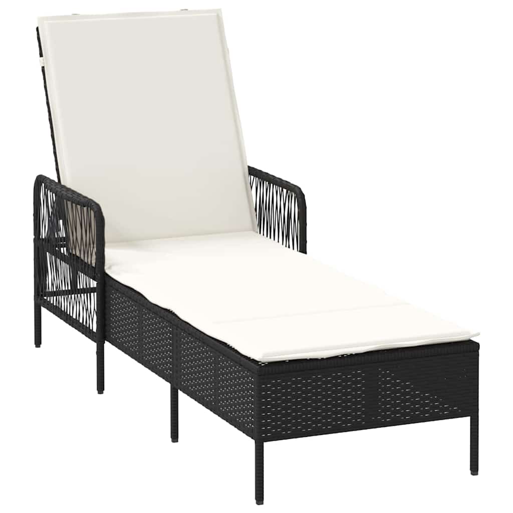 vidaXL Leżak Czarny i kremowo-biały 55 x 200 x 92 cm polirattan