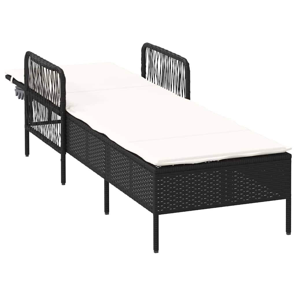 vidaXL Leżak Czarny i kremowo-biały 55 x 200 x 92 cm polirattan
