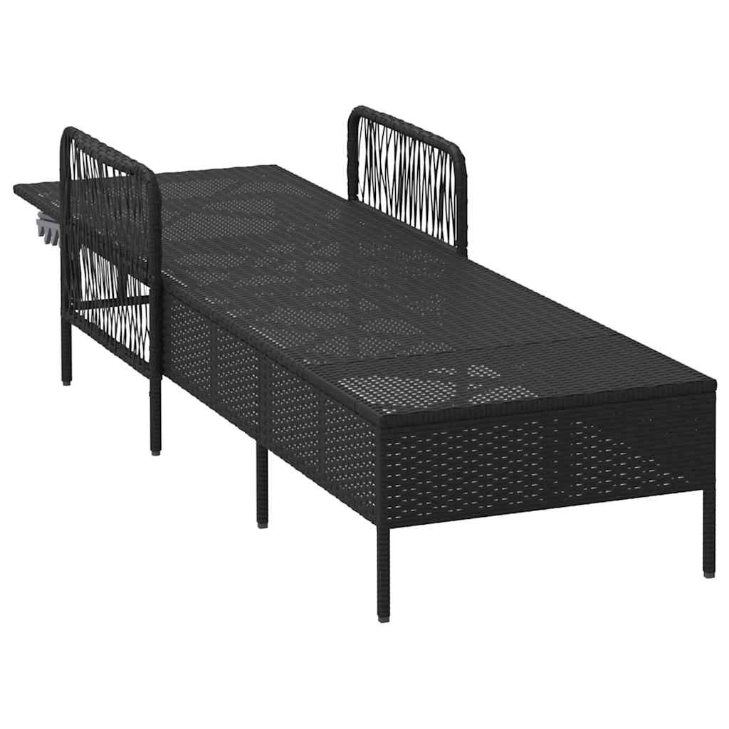 vidaXL Leżak Czarny i kremowo-biały 55 x 200 x 92 cm polirattan